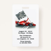 Race Car Verjaardag VIP Pit Crew Pass Badge (Achterkant)