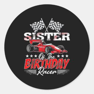 Race Car zus van de verjaardag racer racen familie Ronde Sticker