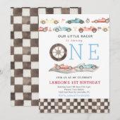 Race Card Birthday Invitation Kaart (Voorkant / Achterkant)