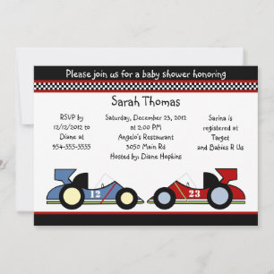 Race Cars Baby shower/BirthdayInvitations Kaart