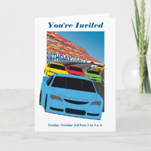 Race Cars Birthday Party Invitation - Editable