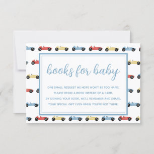 Race Cars Blauwe Jongen Baby Shower Boeken Voor Ba Kaart