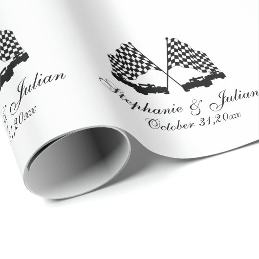 Race Cars Checker-vlag Cadeaupapier (Rol Hoek)