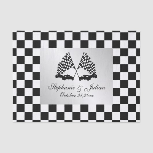Race Cars Checker-vlag Tissuepapier (Voorkant)
