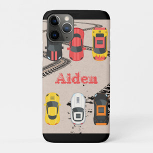 Race Cars met bandenmerken, gepersonaliseerd iPhone 11 Pro Hoesje