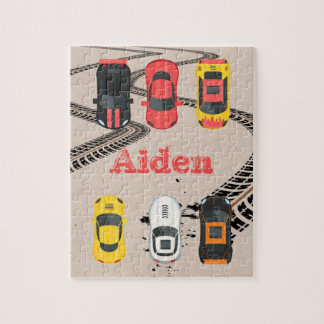 Race Cars met bandenmerken, gepersonaliseerd Legpuzzel