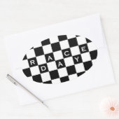 Race Day Checker-vlag Ovale Sticker (Envelop)