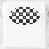 Race Day Checker-vlag Ovale Sticker (Tas)