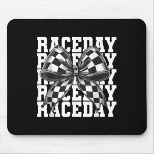 Race Day Vibes geruit Coquette Bow Car Racing M Muismat