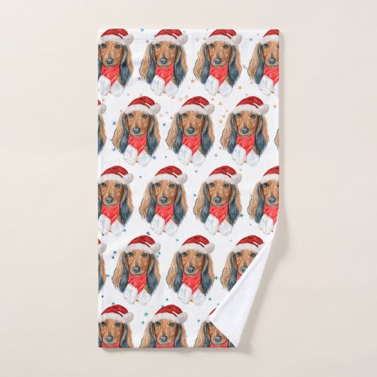 Race de chien Dachshund Noël (Serviette à main)