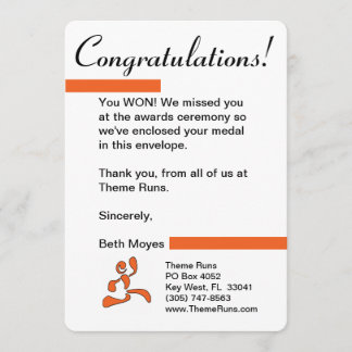 Race Director - Medal Winner Letter Bedankkaart