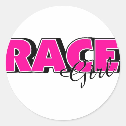 Race Girl Ronde Sticker (Voorkant)