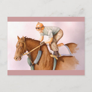 Race Horse en Jockey Briefkaart