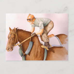 Race Horse en Jockey Briefkaart