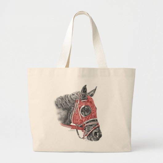 Race Horse Portrait Silks Grote Tote Bag (Voorkant)