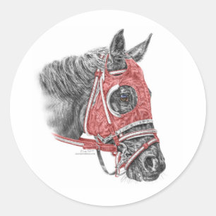Race Horse Portrait Silks Ronde Sticker