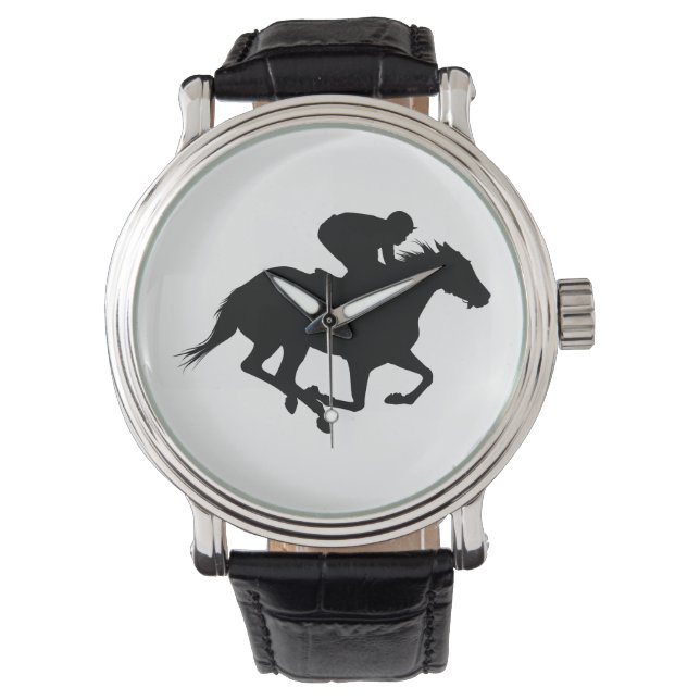Race Horse Silhouette Horloge (Voorkant)