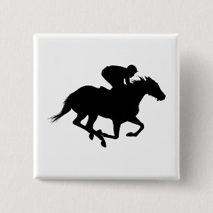 Race Horse Silhouette Vierkante Button 5,1 Cm