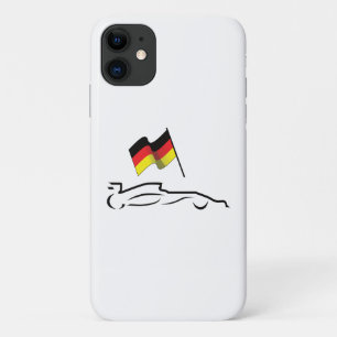Race-lijntekening met Duitse vlag iPhone 11 Hoesje