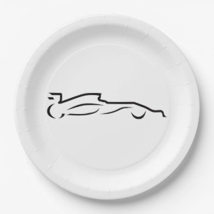 Race Line Drawing Silhouette Papieren Bordje