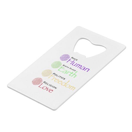 Race: Menselijke geboorteplaats: Grondpolitiek: vr Kredietkaart Flessenopener (Voorkant Gekanteld)