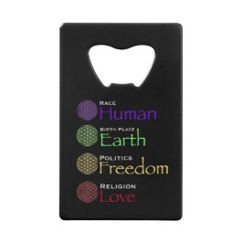 Race: Menselijke geboorteplaats: Grondpolitiek: vr Kredietkaart Flessenopener