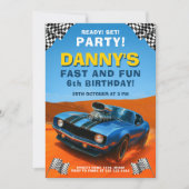 Race Muscle Car Kids Verjaardagsfeest Kaart (Voorkant)