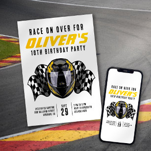 Race on Over Racing Helm Verjaardagsfeestje Kaart