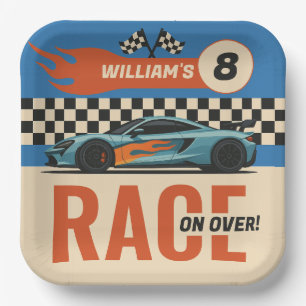 Race op Over Cool Car Race Boys Verjaardag Papieren Bordje