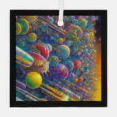 Race spatiale carré ornement en verre (Verso)