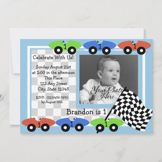 Race tijd / foto uitnodiging (Voorkant)