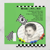 Race Tijd Verjaardag Groen Kaart (Voorkant / Achterkant)