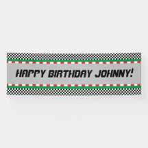 Race Track Birthday Banner, pas het aan!