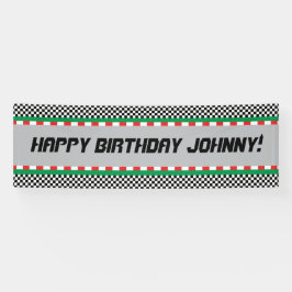 Race Track Birthday Banner, pas het aan! Spandoek