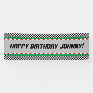 Race Track Birthday Banner, pas het aan! Spandoek
