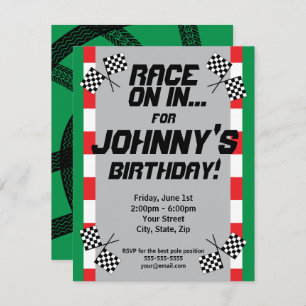 Race Track Birthday Invitation, Bire Tracks Racing Kaart