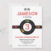 Race Track Boys 3e anniversaire Red Invitation (Devant)