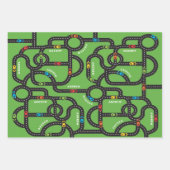 Race Track Jongens Verjaardag Groen Inpakpapier Vel (Voorkant 3)