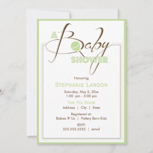 Race verte| Invitation Baby shower (Devant)