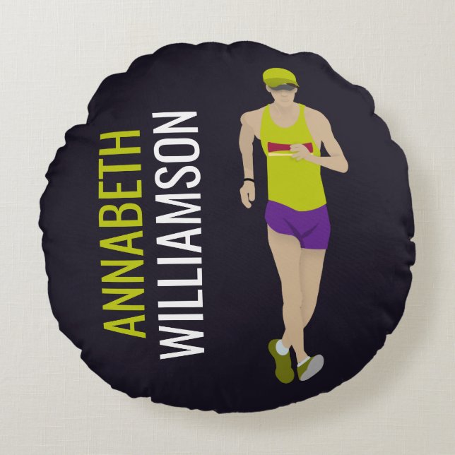 Race Walking Rond Kussen (Voorkant)