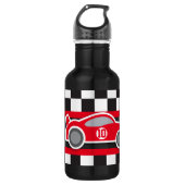 raceauto en kinderen met vlag, kleine drinken fles (Voorkant)