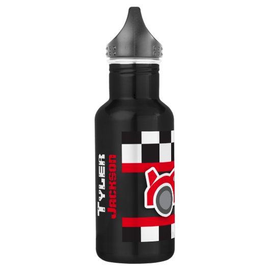 raceauto en kinderen met vlag, kleine drinken fles (Links)