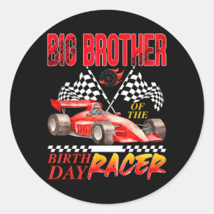 Raceauto grote broer van de verjaardagsracer racen ronde sticker