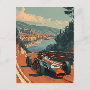  raceauto in Barcelona Briefkaart