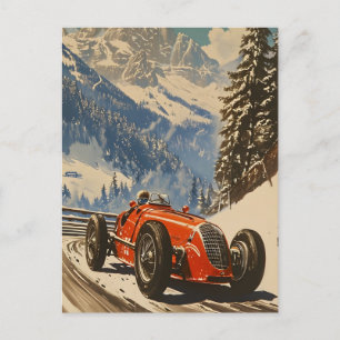 raceauto in de Alpen Briefkaart