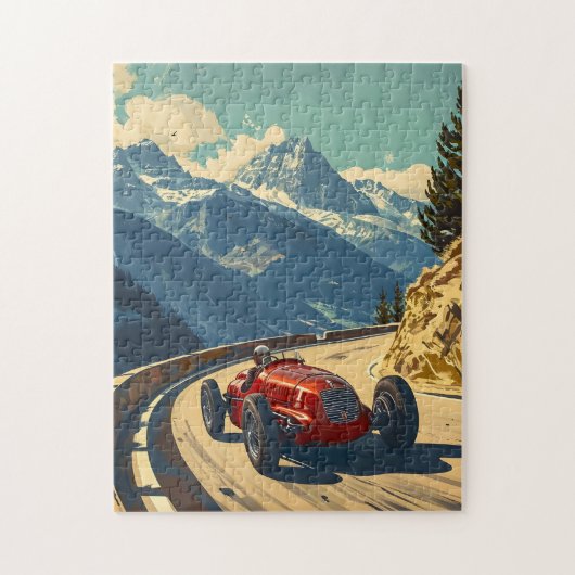  raceauto in de Alpen Legpuzzel (Verticaal)
