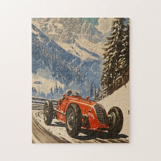  raceauto in de Alpen Legpuzzel (Verticaal)