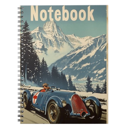 raceauto in de Alpen Notitieboek (Voorkant)