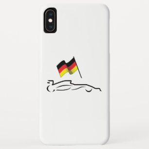Raceauto-tekening met Duitse vlag iPhone XS Max Hoesje