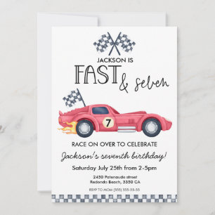 Raceauto vlammen Snel & Zeven 7e verjaardagsfeestj Kaart